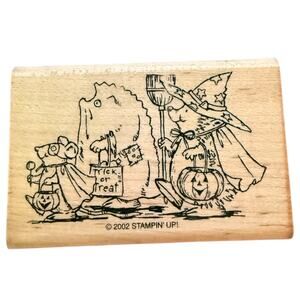 Stampin Up! Vintage 2002 Hedgehog Mouse Trick Or Treating Halloween Rubber Stamp